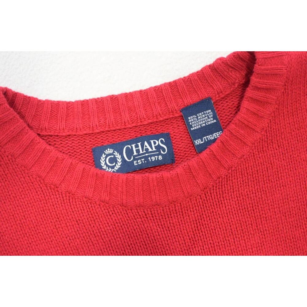 Chaps Ralph Lauren Red Knitted Holiday Sweater Cotton Acrylic Mens Size 2XL XXL - Picture 6 of 7